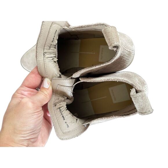 Dolce Vita Women's Suede Perforated Stacked Heel Kaidie Booties‎ Beige Size 10 - Picture 3 of 9